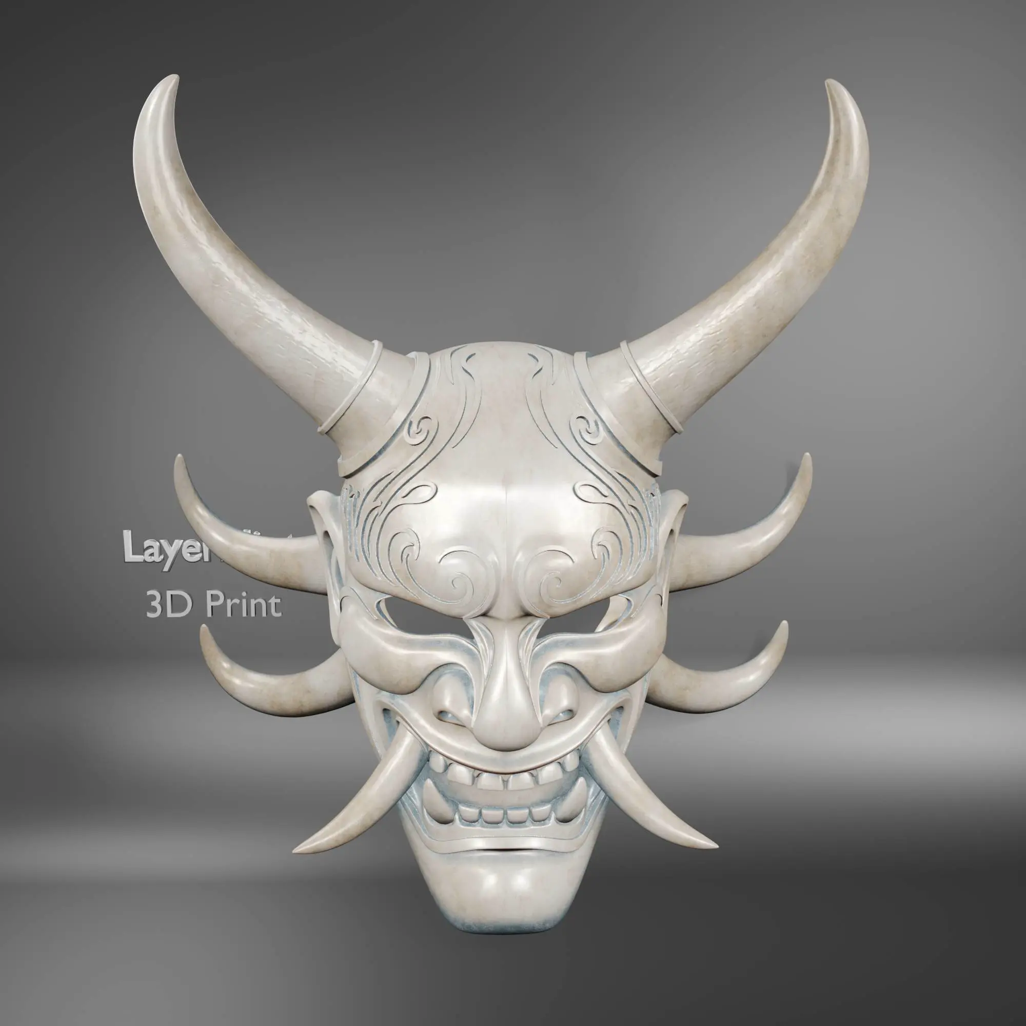 Oni Demon Mask STL - Japanese Samurai Devil Mask