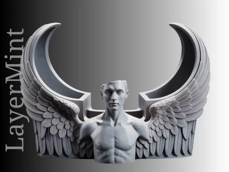 Winged Guardian Bust Phone Holder – Angelic Fantasy Figure