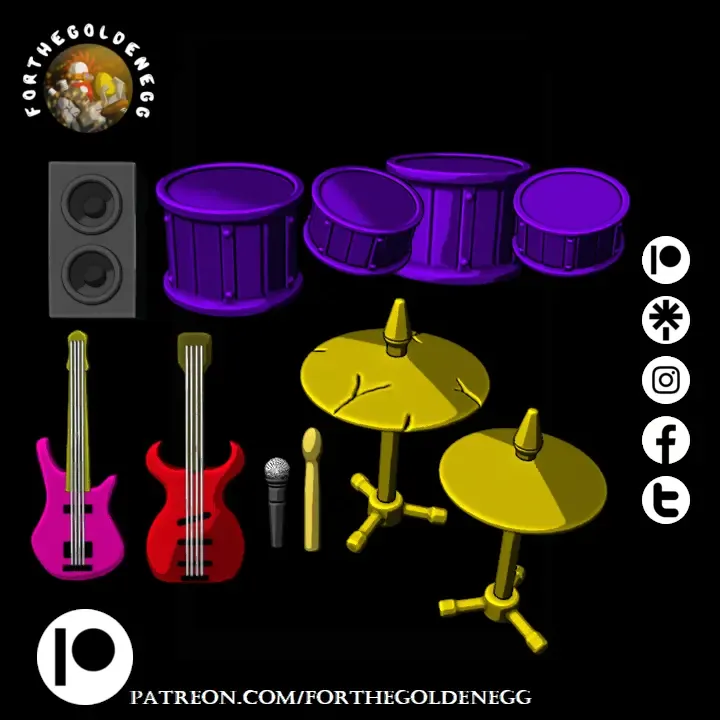 Muziekband-accessoires (schaal 32 mm, schaalbaar)
