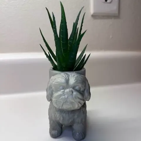 Shih Tzu Flower Pot/Vase- Succulents