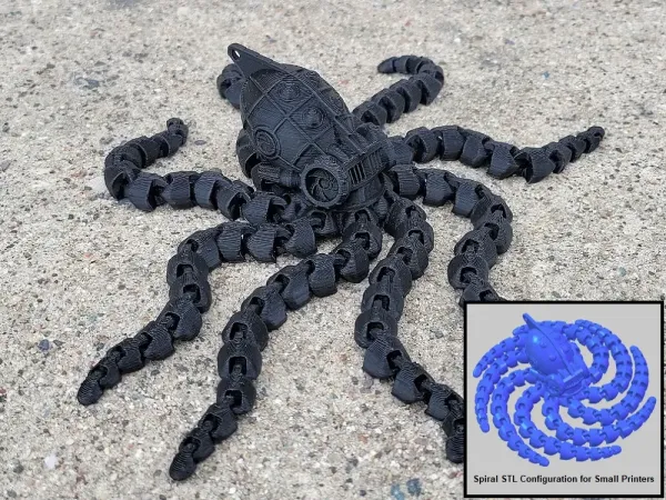 Flexi Steampunk Octopus Long Tentacles (Spiral, Articulated