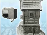 Medieval house with zinc drain pipes, canvas awning, entranc-3