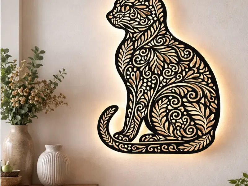 wallart Whispering Garden cat