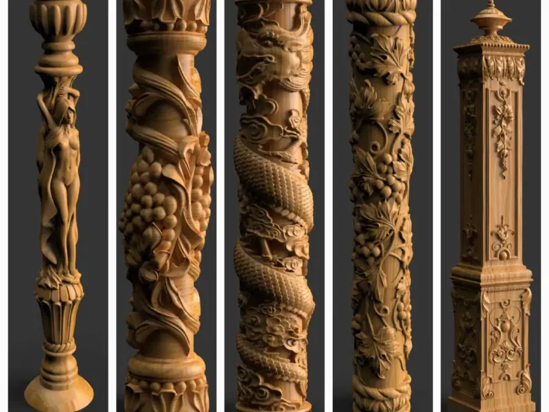 Die Säule, Säule, Ständer, Stütze mit Trauben, Drache, Mädchen