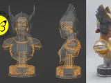 Valkyrie Guardian LED Variant Bust with Helmet Set-5