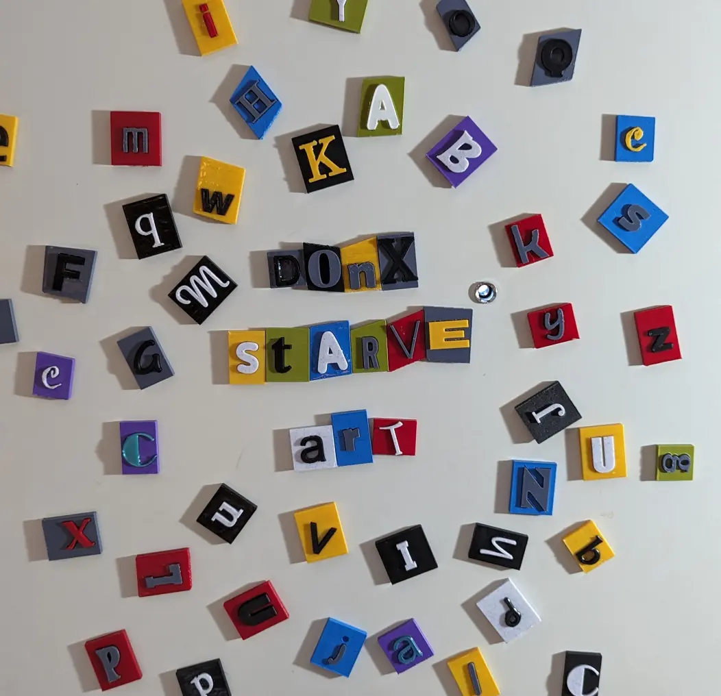 Ransom Note Wandmagnete in Großbuchstaben
