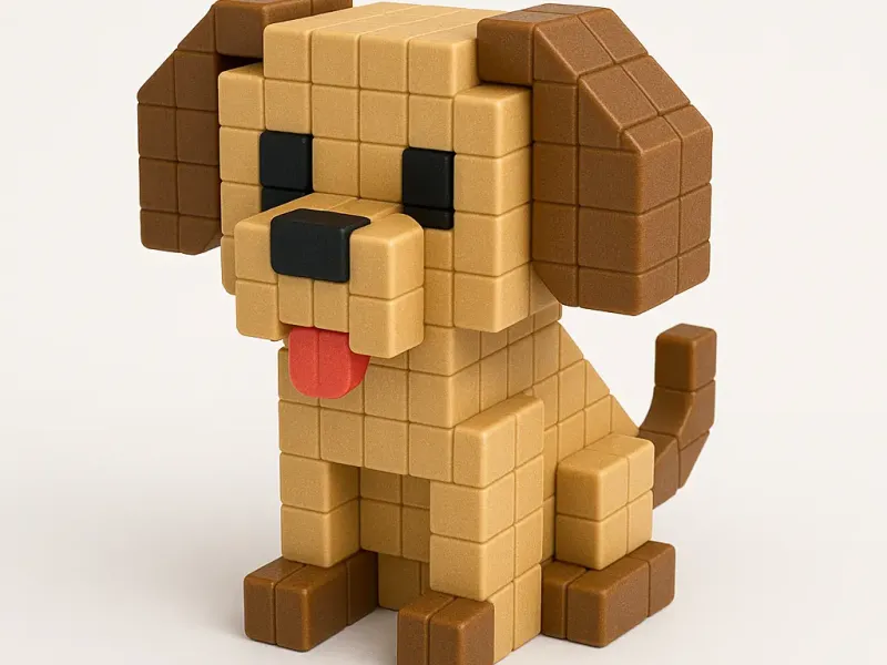Pixelhund – Süße Dekorationsfigur im Voxel-Stil