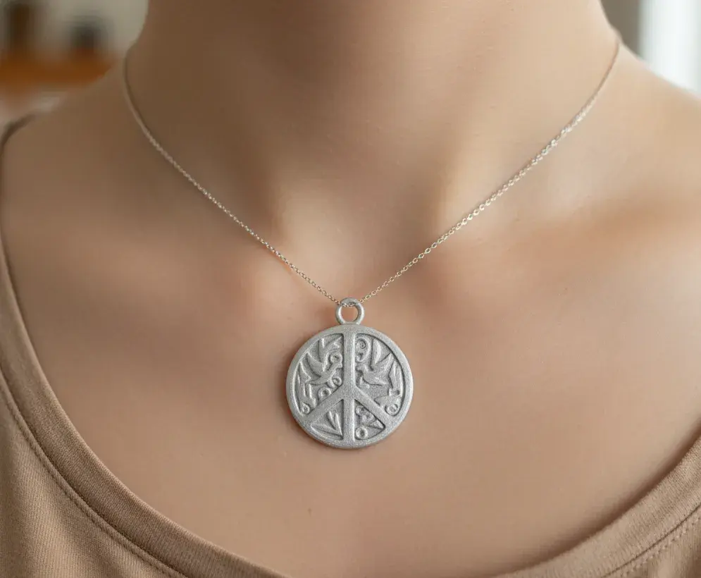 3D Printer Files | 3MF File | Embossed Peace Sign Necklace | Creality Cloud