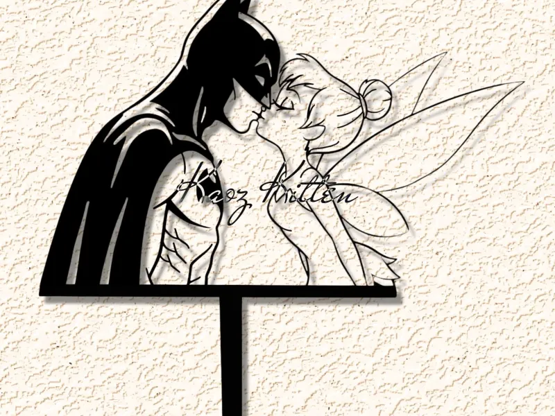 tinkerbell fairy kiss batman smooch cake topper