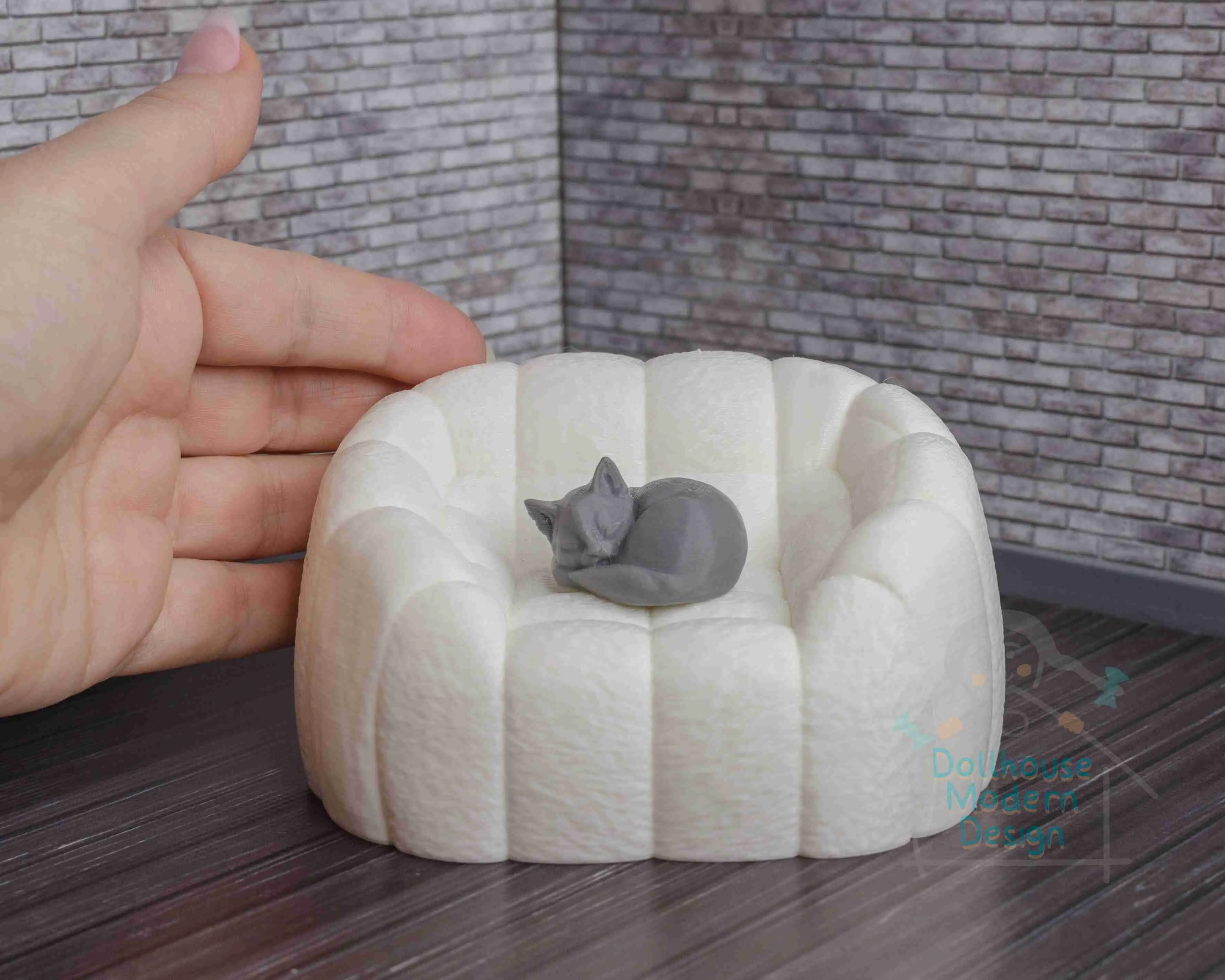 Modern dollhouse sofa 1:12 scale - miniature doll furniture.