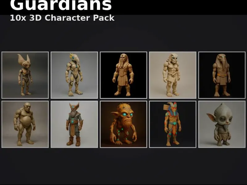 Ancient Mythic Guardians – 10x High-Poly Character Pack