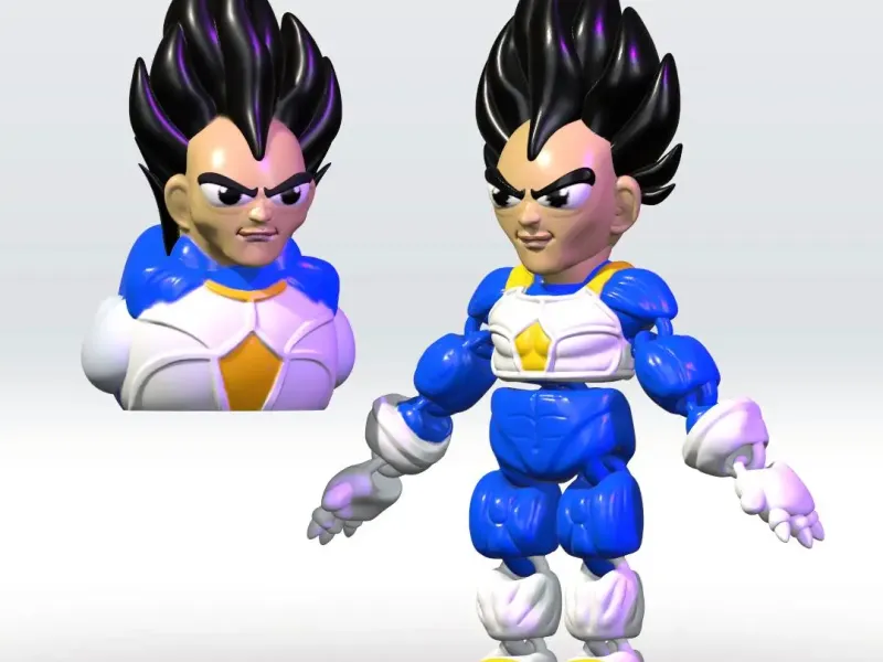 Flexi Dragon Ball Z Vegeta STL file 3mf Multicolor