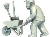 Man Pushing Wheelbarrow Low Poly-1