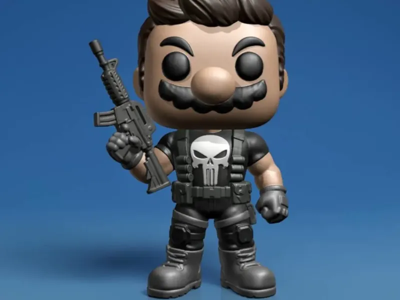 Mario Punisher Funko Style STL – Dunkler Klempner-Antiheld Chibi