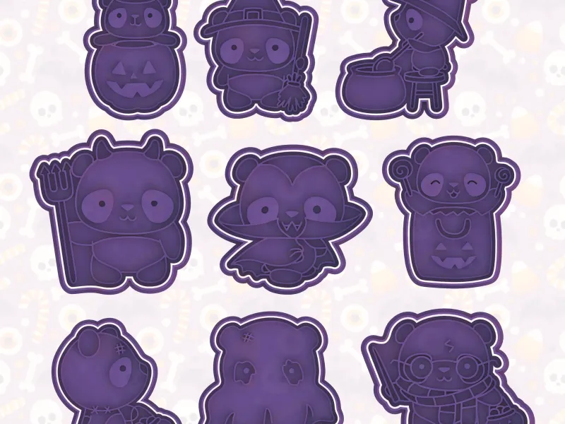 Halloween Pandas cookie cutter set de 9