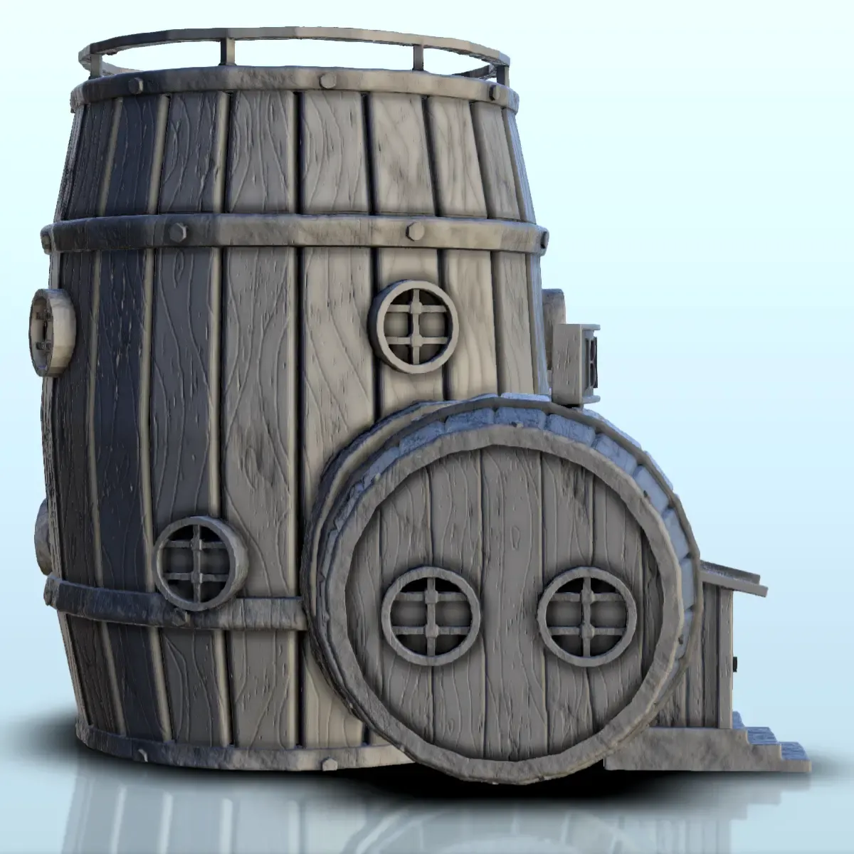 Barrel-shaped island bar (6) - scenery medieval miniatures w