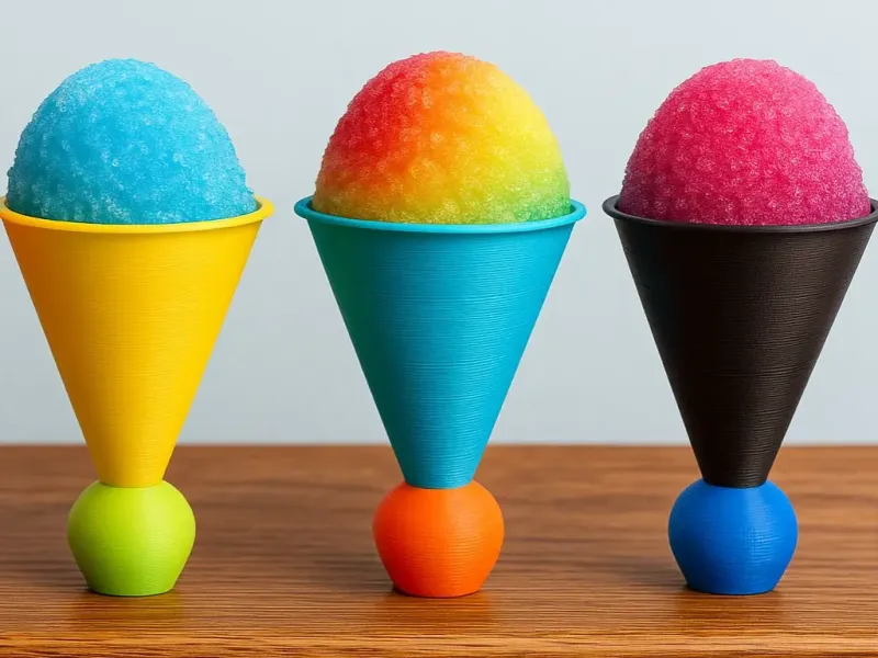 Snow-Cone Cup + Holder. Filament efficient + easy to print!