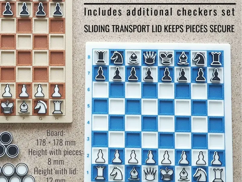 Classic flat Chess with save position lid