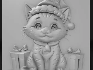 Christmas cat with gifts 2