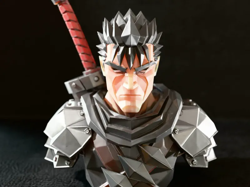 Guts Berserk Bust Low Poly