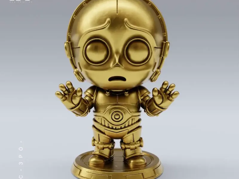 Chibi C-3PO - Cute Golden Star Wars Droid Figurine STL