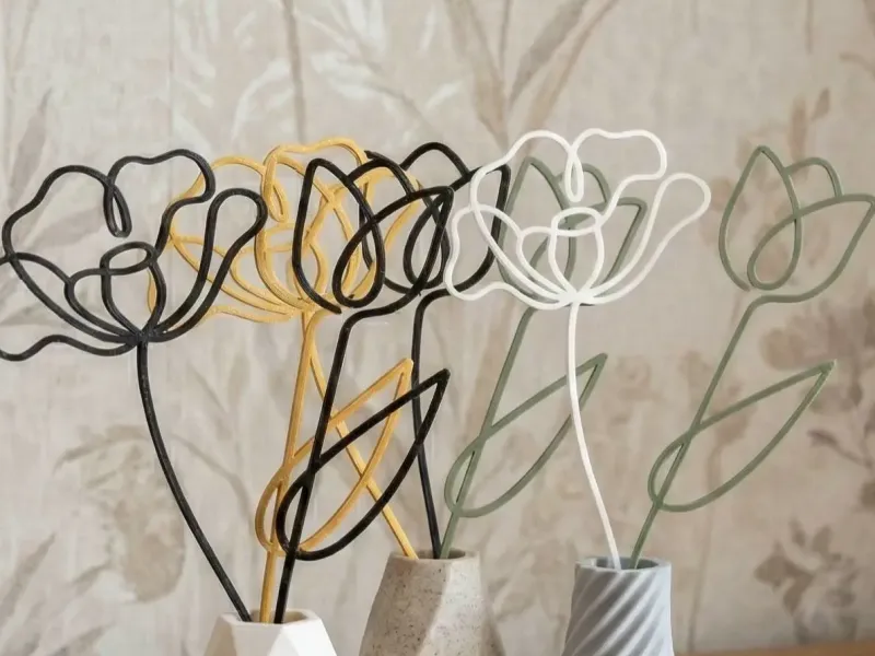 Minimalist Wire Flowers - Vase Decor