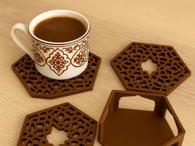 Coaster with Middle Eastern geometric patterns