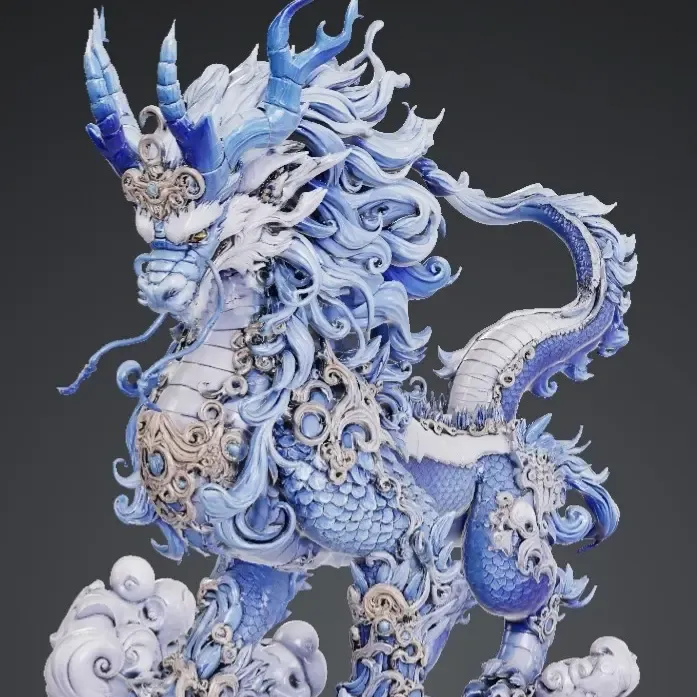 Blauer prunkvoller Drache