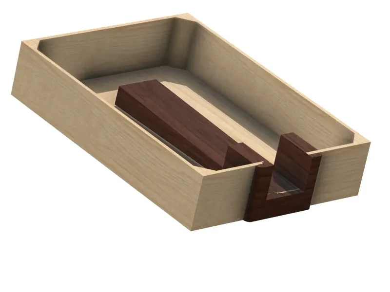 Cuerpo de guitarra de caja de puros, estampado y luego chapado.