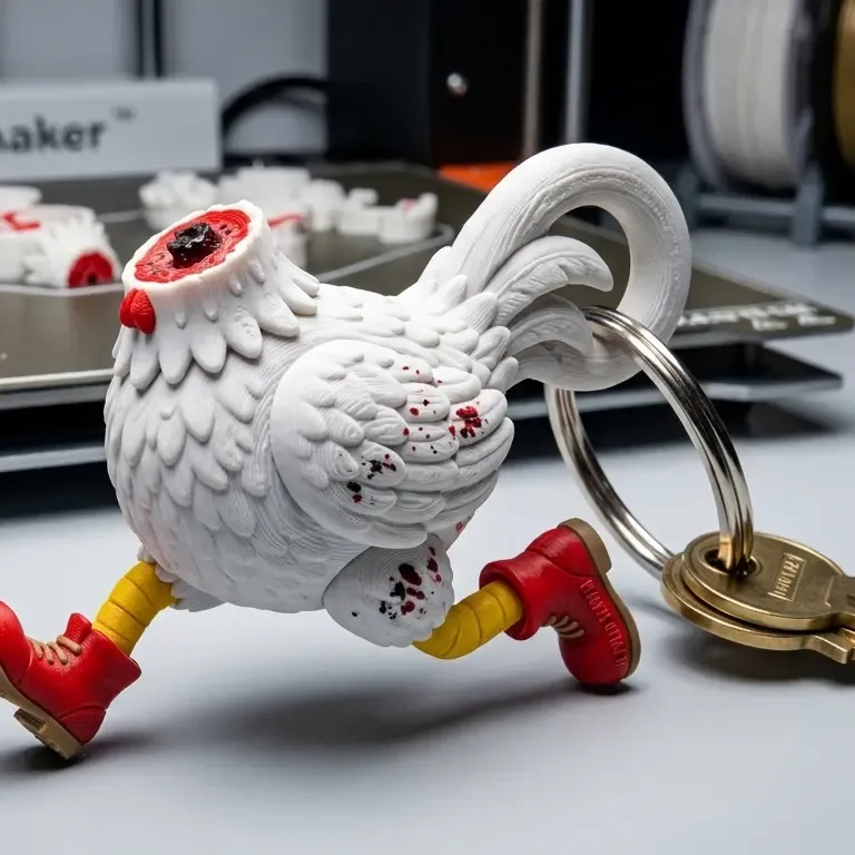 Headless Running Chicken Keychain
