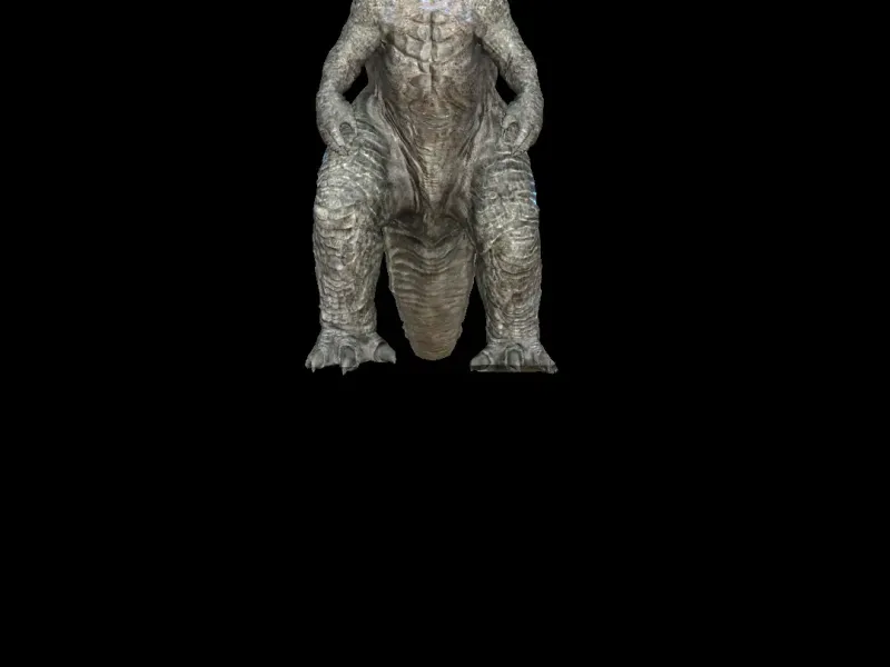 Vista delle parti del corpo di Godzilla