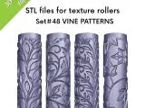 Texture Rollers for clay, Vine patterns, botanical, leaf-0