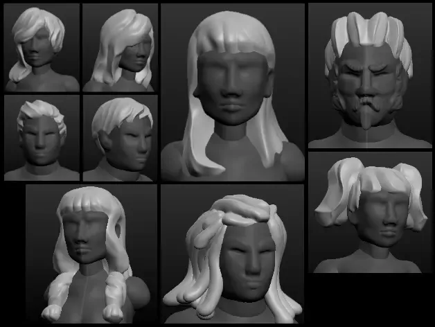 Sculptris-OBJ-Teile: Frisuren