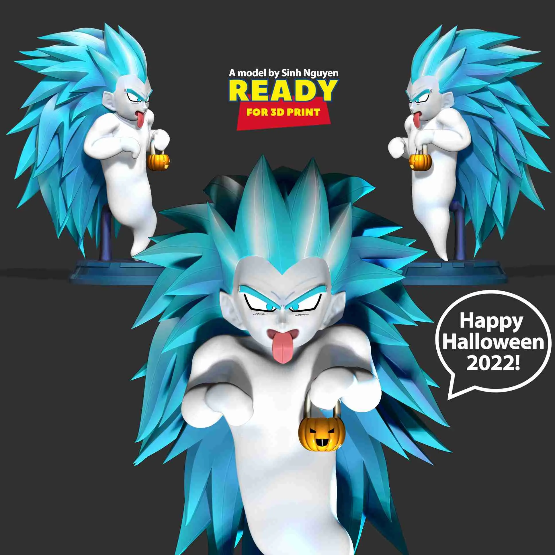 Gotenks fantasma SSJ3 con Halloween