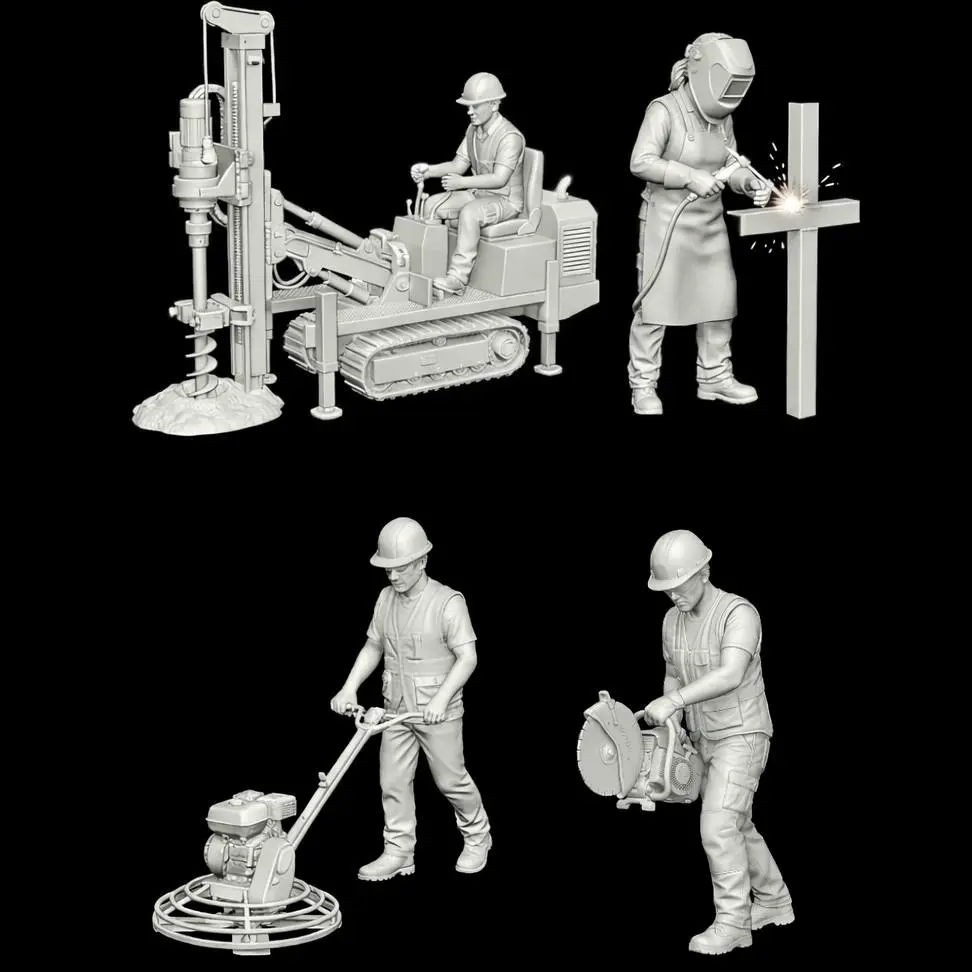 Construction Workers Miniature Diorama