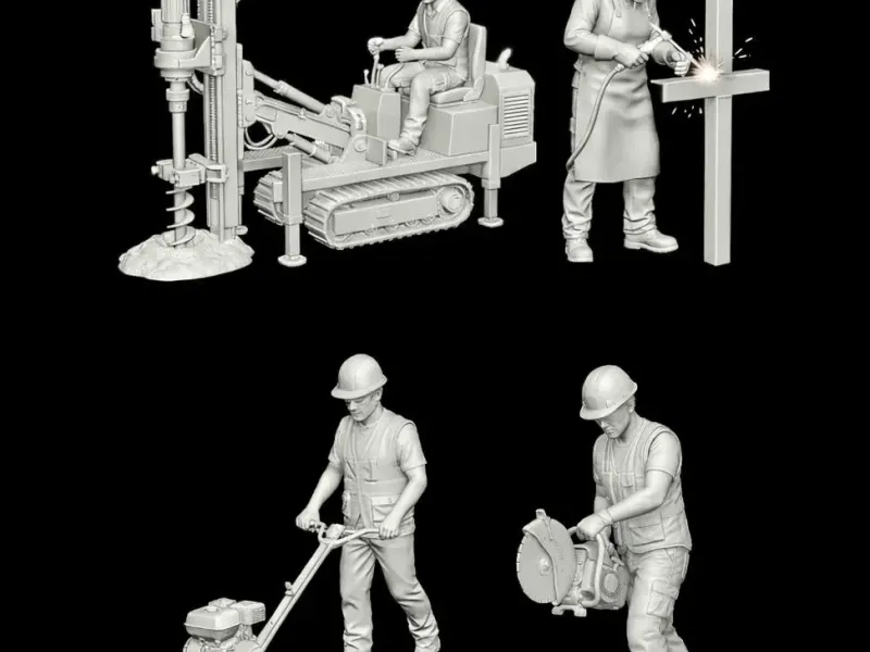 Construction Workers Miniature Diorama