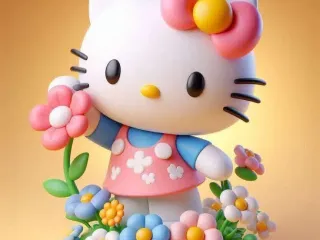 Kitty with fiowers