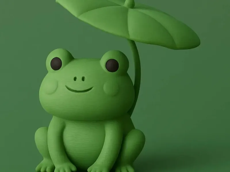 Frog with umbrella figurine