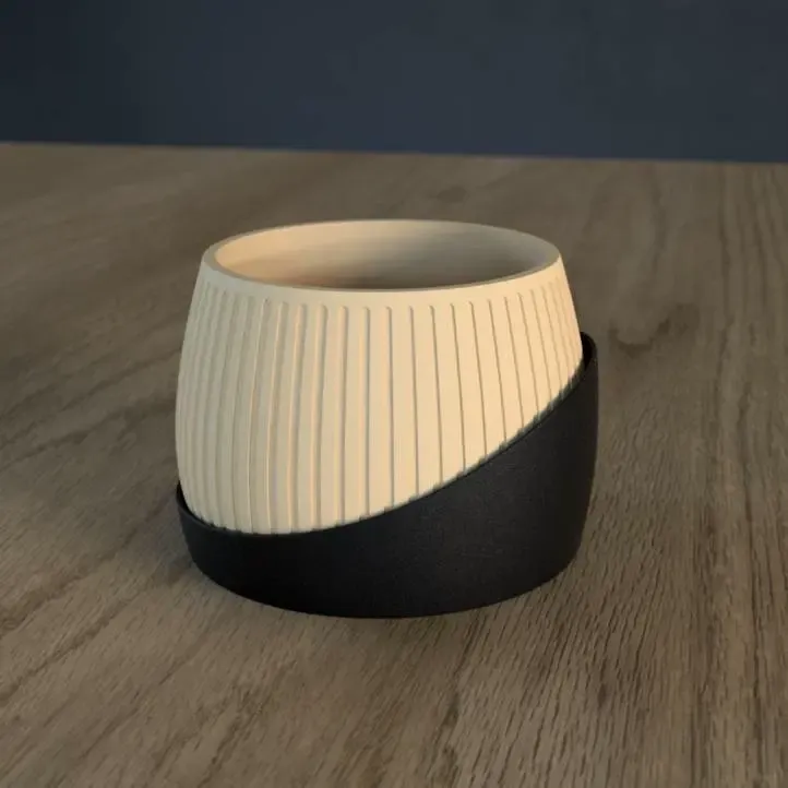 Ribbed pot planter + tray