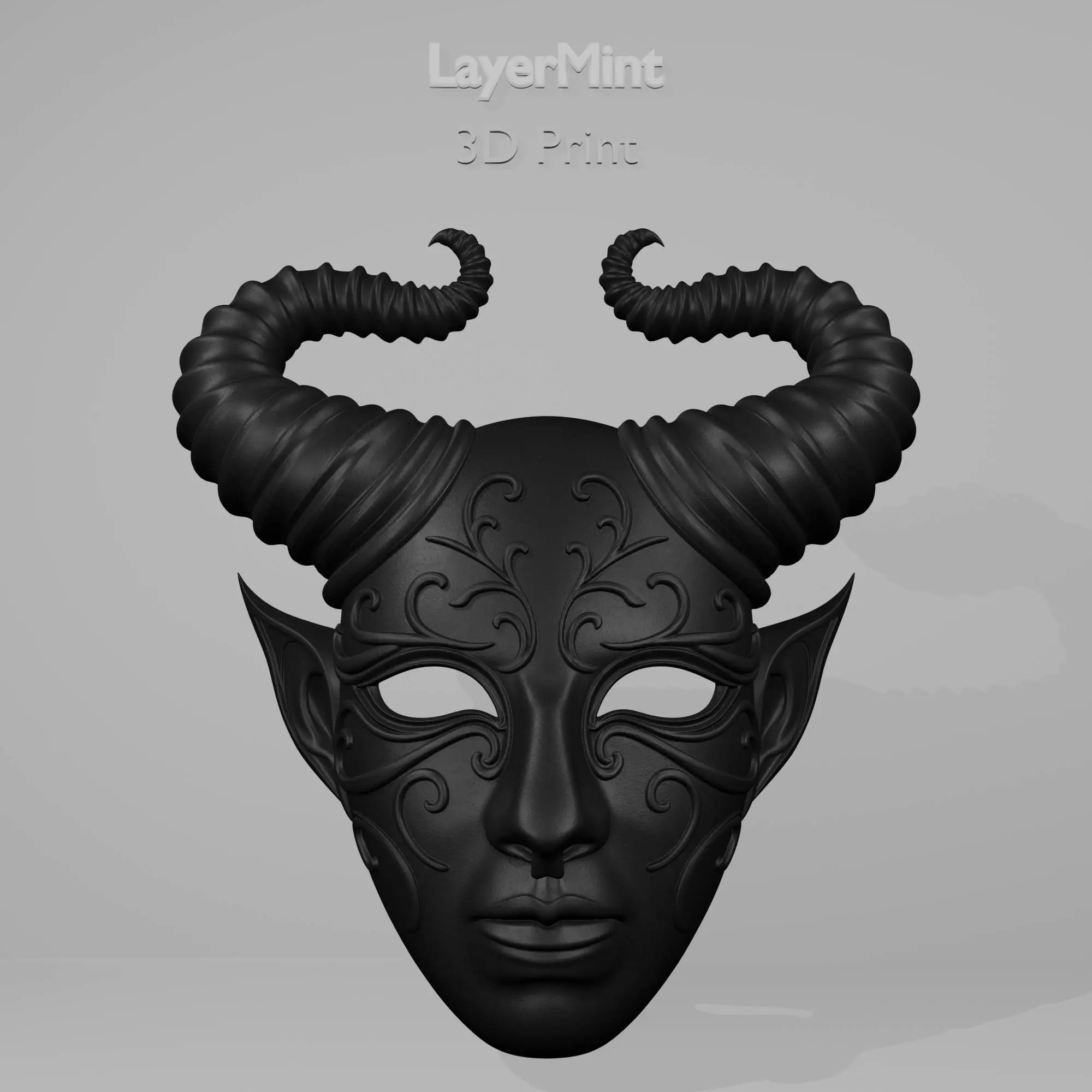 Fantasy Horned Demon Mask | 3D Print Model STL | Cosplay