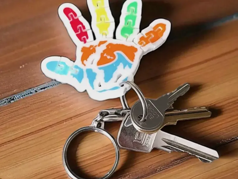 Main GlobeFlex - Porte-clés coloré - breloque pour sac à dos
