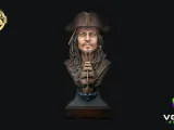 Jack Sparrow Bust STL  Pirates of the Caribbean 3D Print Scu-1