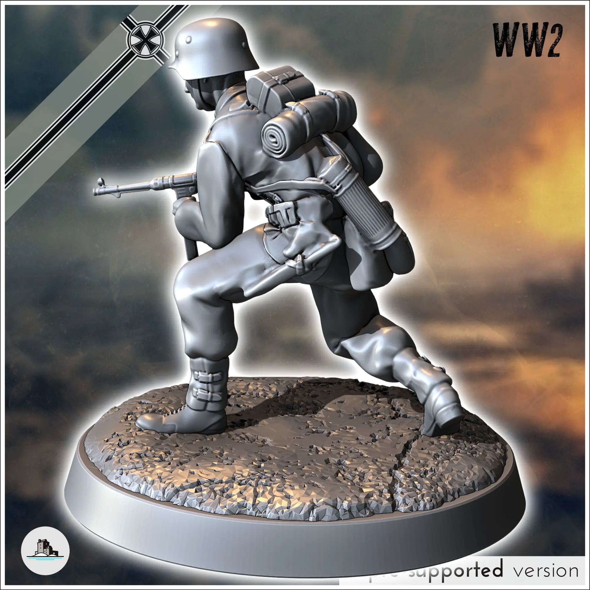 Set of six German WW2 infantry troops (with MP40, Panzerfaus