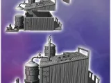 Futuristic western water storage building with pipes and tan-2