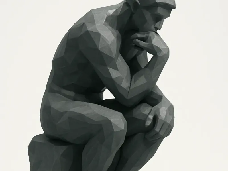 Low-Poly Düşünen Adam Heykeli