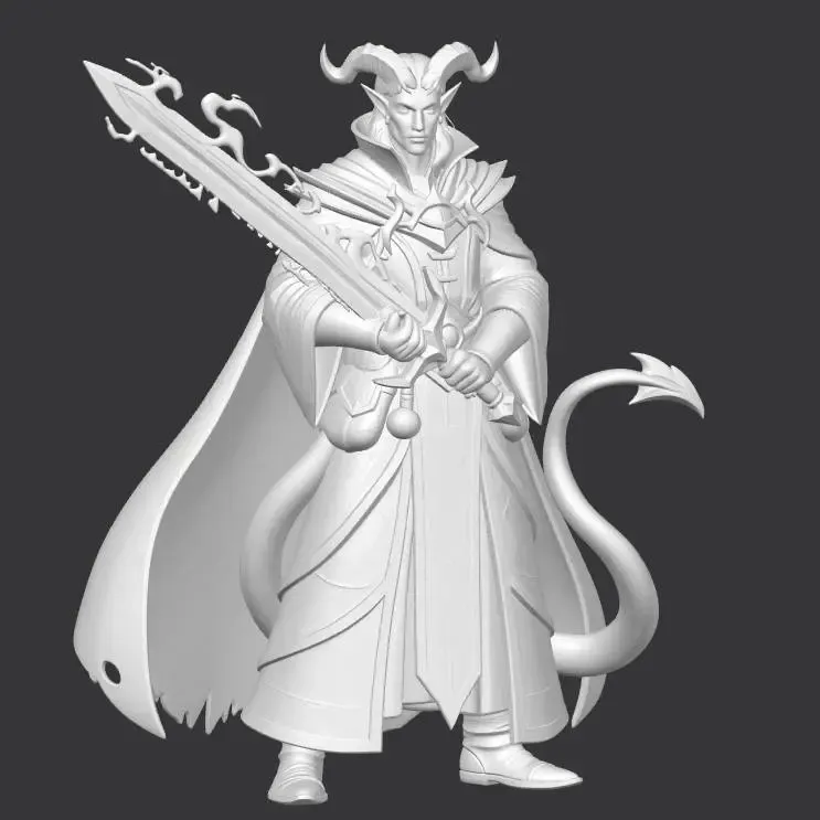 Tiefling warlock sword pact D&D miniature