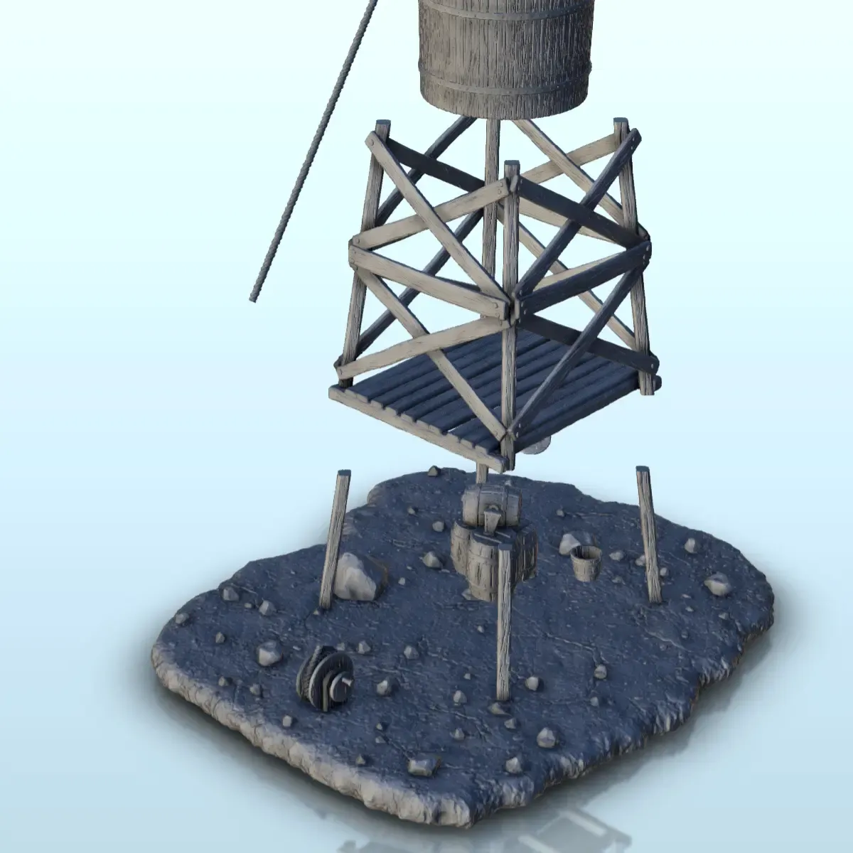 Double water tank with pulley - Terrain scenery West Old