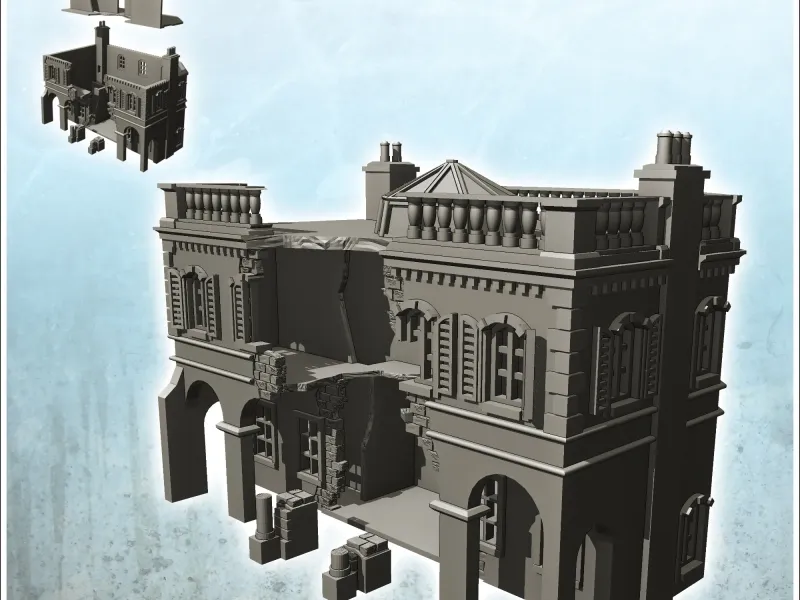 Baroque bank with columns (destroyed version) - miniatures w
