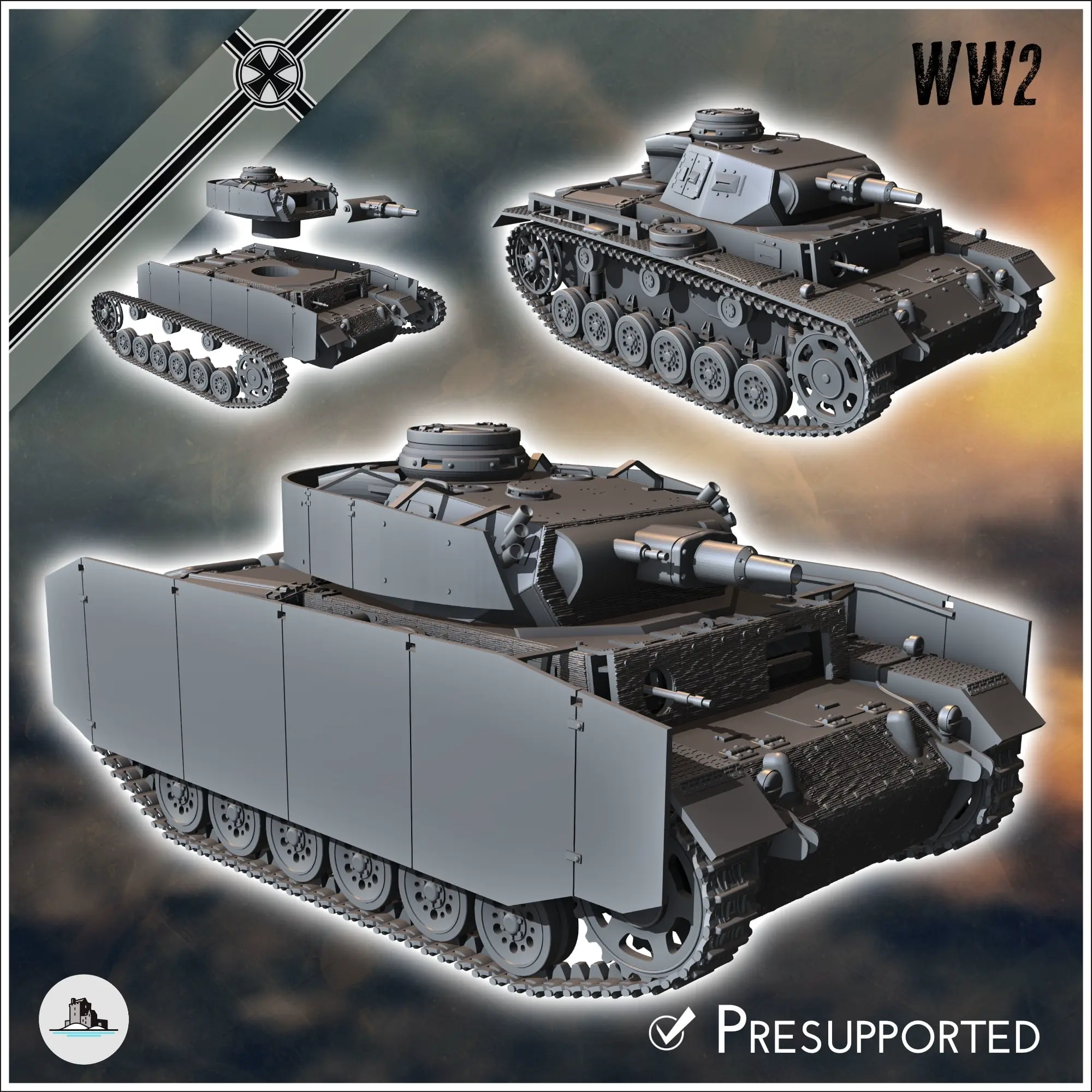 Deutsche WW2 Fahrzeuge Pack Nr. 3 (Panzer III und Varianten) - w