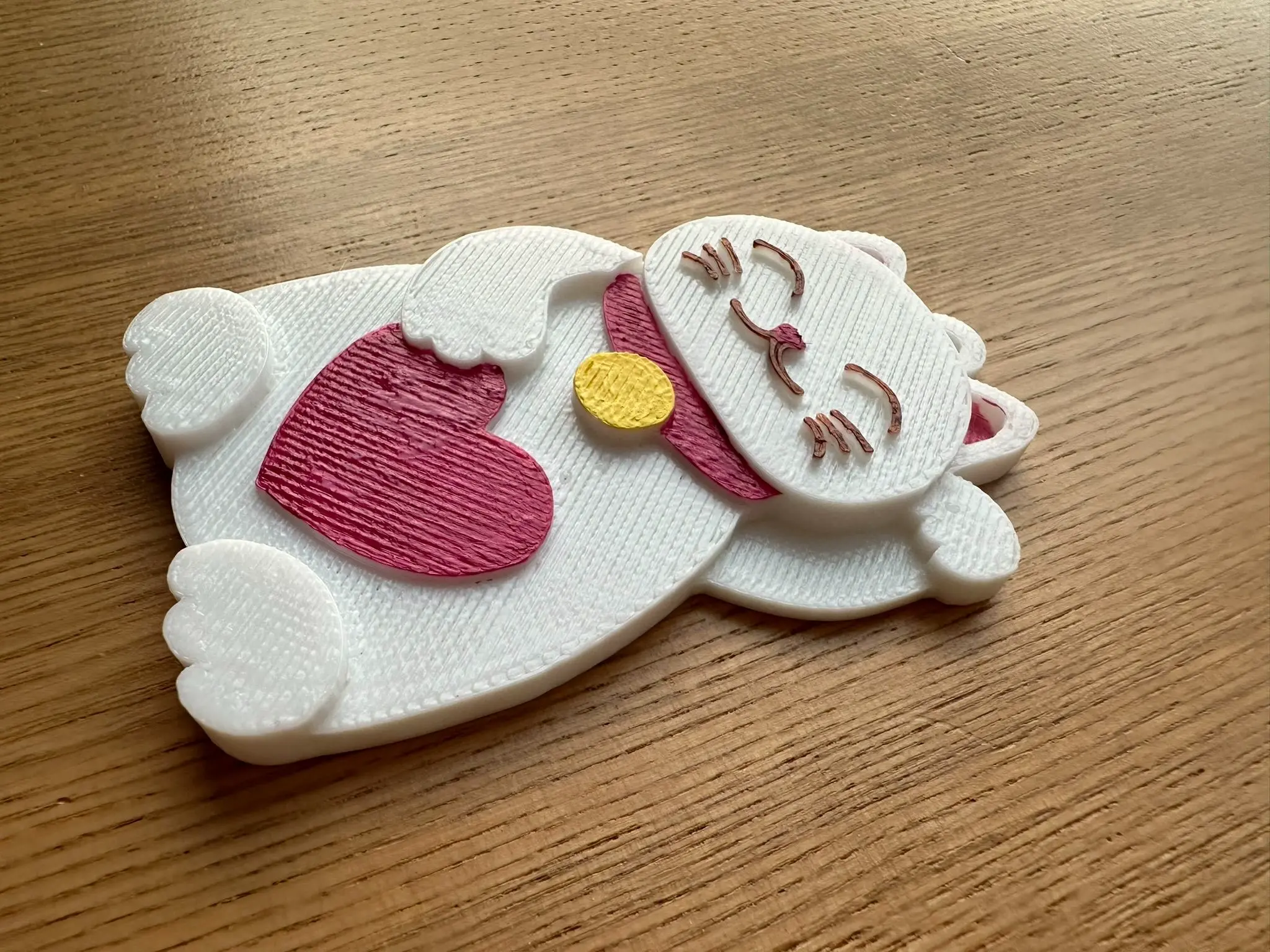 Lucky cat with heart keychain
